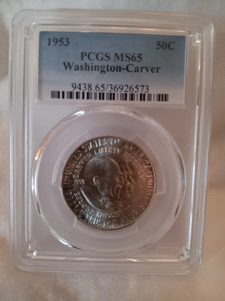 1953-P Washington-Carver Commem Half Dollar.  PCGS MS65.   Solid White Luster!! - Image 2 of 2