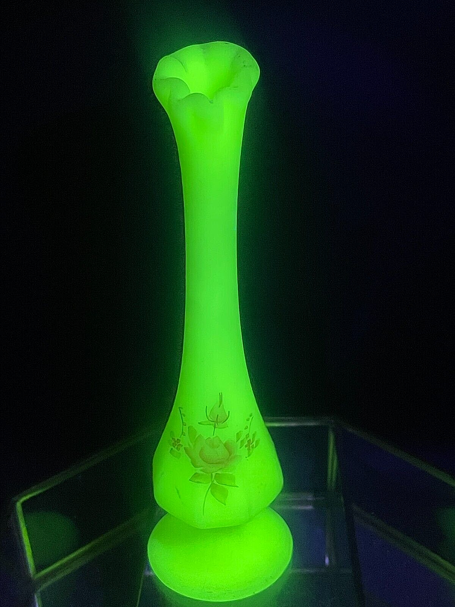 工芸品 Fenton Vaseline Uranium Custard Vase Fenton Vaseline Custard 8