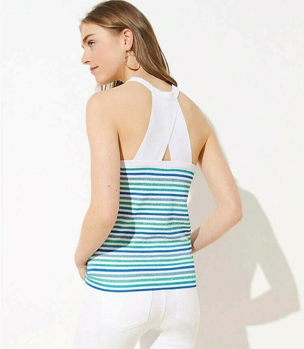 Green Striped Halter Tank Sweater Top 