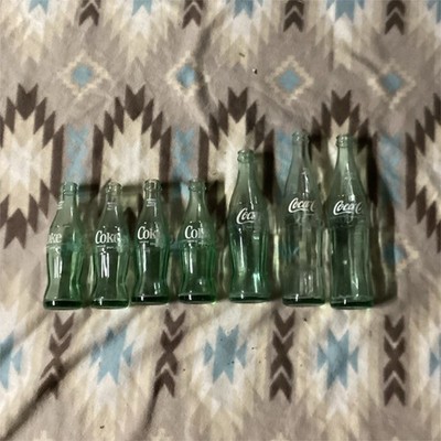 Coca-Cola Coke Green Glass Soda Advertising Bottle Lot of 6