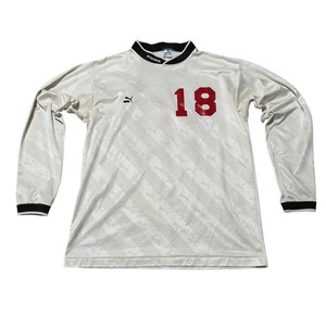 Vintage 90s PUMA Men's Long Sleeve AOP Jersey Striped Size Large 21 x 27