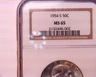 1954-S SILVER FRANKLIN HALF DOLLAR  NGC MS65 , Very nice, *Take a LooK*