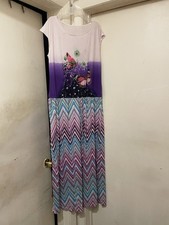 Women’s XL Butterfly Print Maxi Dress Pink Purple Chevron Casual Summer Dress