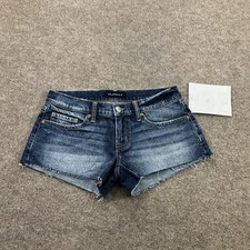 Aeropostale Shorts Womens 6 Blue Denim Micro Short 2.5 Inseam Raw Hem Stretch