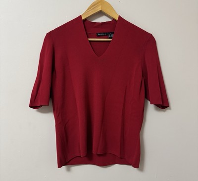 Bentley a. (L) red pullover v-neck short sleeve casual  basic T-shirt tees