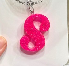   Hot Pink Glitter Letter Keychains   Available in All Letters 