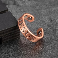 2PACK Solid Pure Copper Magnetic Ring Men Women Arthritis Adjustable Ring A