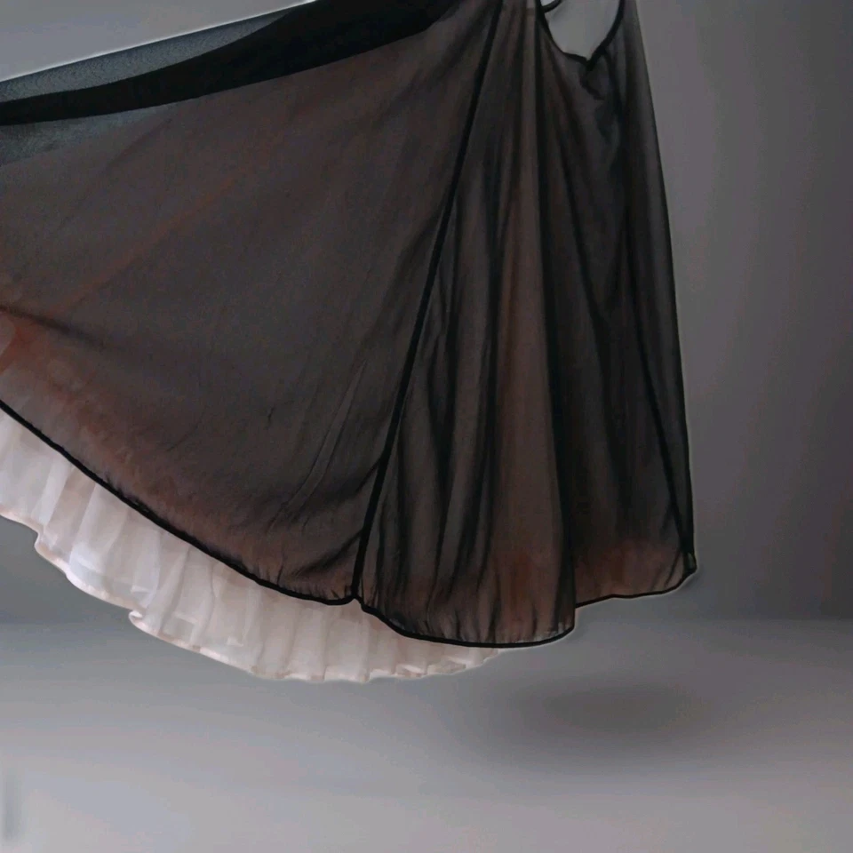 Betsey Johnson Intimate Black Over Blush Chemise Babydoll Nightgown M Lingerie - Image 4 of 4