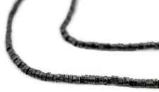 Faceted Midnight Black Triangle Heishi Beads 2.5mm Brass 24 Inch Strand