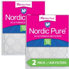 16x25x1 (15_1/2x24_1/2) Nordic Pure Tru Mini Pleat MERV 13 Air Filters 2 Pack