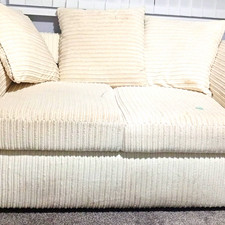 Cream Corduroy 2 Seater Sofa Modern Style 195x90x85cm Solid Colour