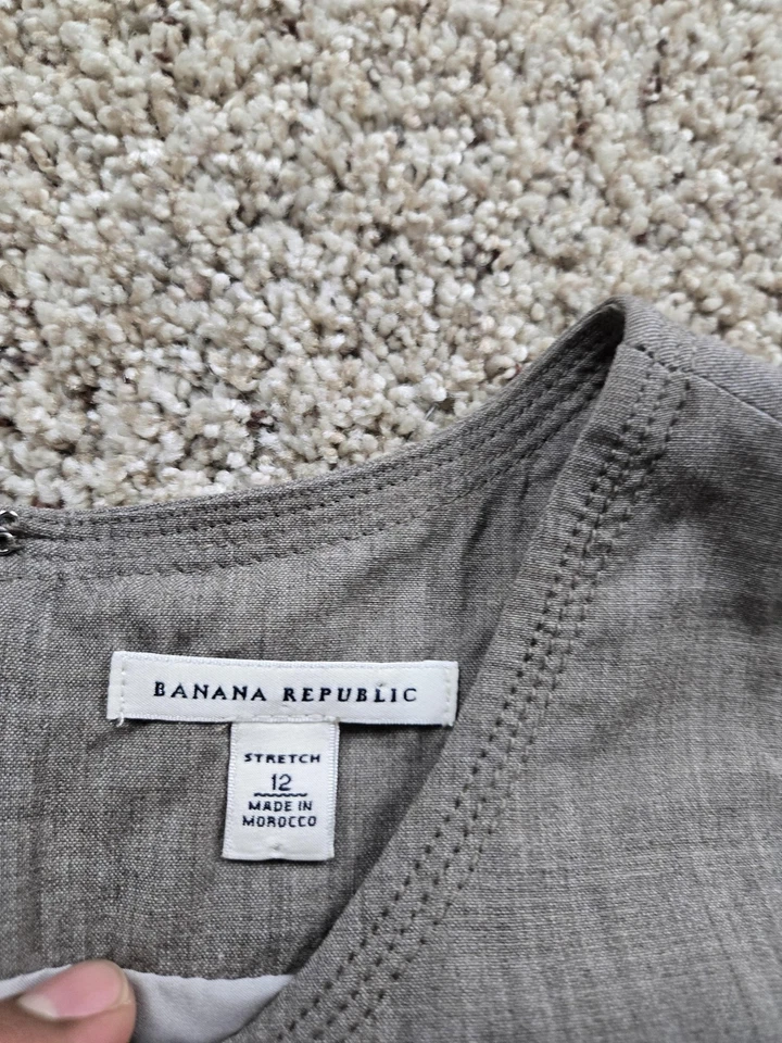 Vestido Banana Republic para mujer 12 gris elástico lana sin mangas línea A forrado Foto 3 de 4