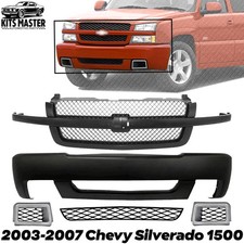 Front Bumper Cover Primed Grille Assembly Kit For 2003-07 Chevy Silverado 1500