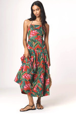 Farm Rio Anthropologie Linen Blend Dream Garden Strappy Midi Maxi Dress XL NWT