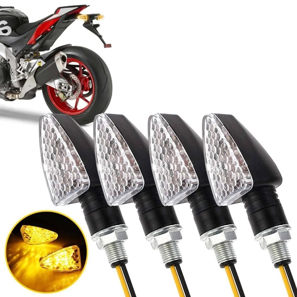 4 Clignotants Moto LED 15 Ambre 12V Mini Étanche Indicateurs Direction Universel - Photo 1/1