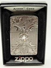 Vintage 2015 Crystal Lattice Black Ice Armor Zippo Lighter