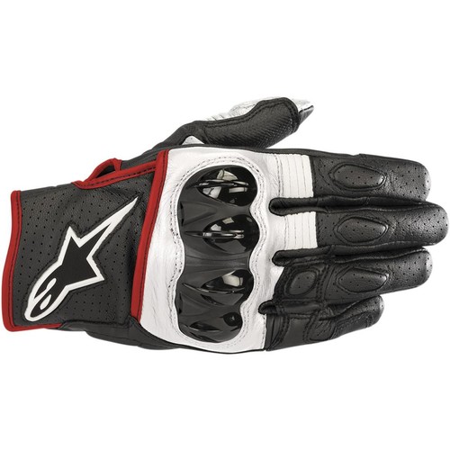 Alpinestars Celer V2 Leather Gloves (Medium, Black/White/Red Fluo)