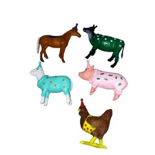 Target Ankyo Party Animals Set 5 Cake Toppers Pig Horse Chicken Sheep Cow