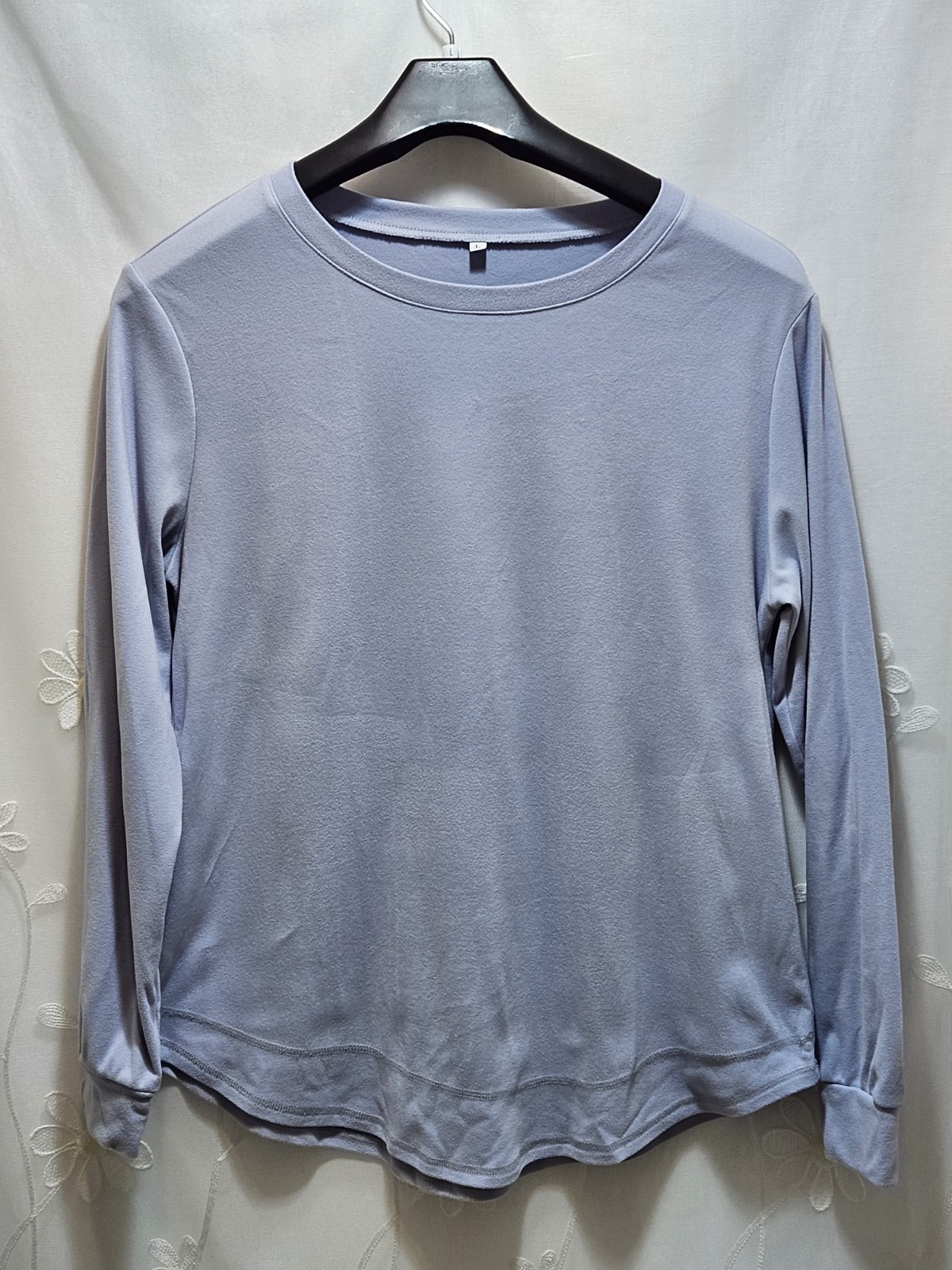 Womens Light Blue Large Top Solid Soft Plain Prac… - image 1