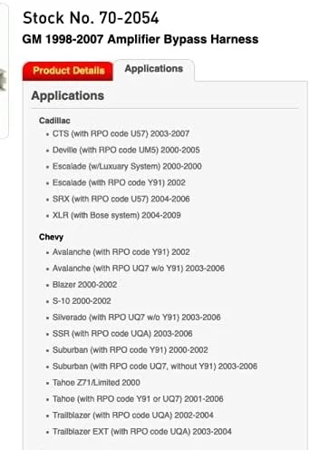 Arnés de derivación amplificador de fábrica Metra 70-2054 para Select 1998-2004 GM...  Foto 2 de 3
