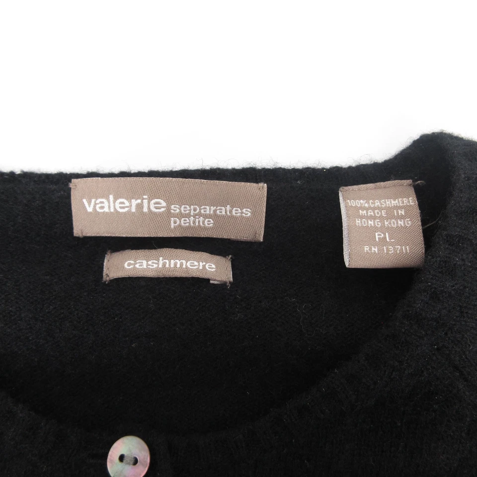 Cárdigan suéter Valerie Stevens Separates negro 100 % cachemir acogedor pequeño grande Foto 3 de 4
