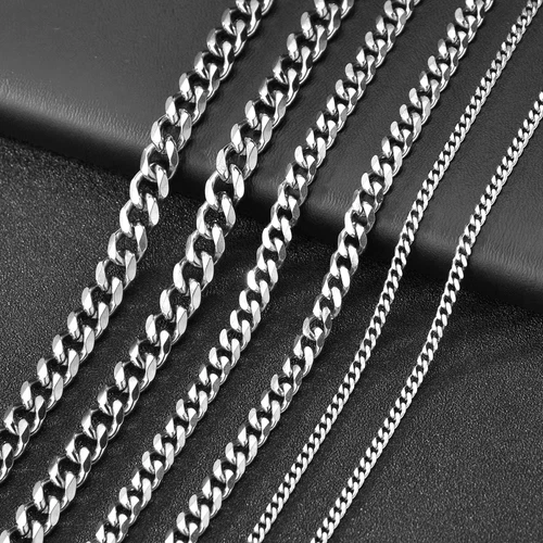 Men'S Cuban Link Chain Size 3.6/5/6/7/8/9Mm Men'S Punk Necklace Stainless Steel - product listing photo