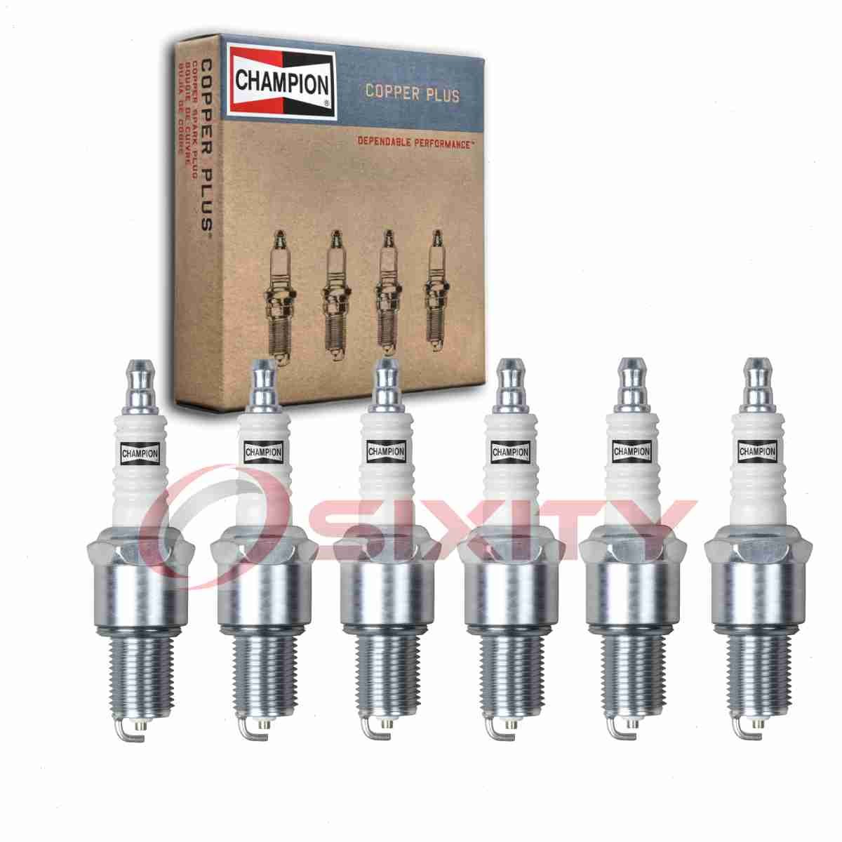 6 pc Champion Copper Plus Spark Plugs for 1987-2000 Dodge Caravan 3.0L V6 fy