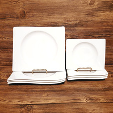 Villeroy Boch Newwave Caffe White Salad Plates Appetizer Plates 8pc. NEW