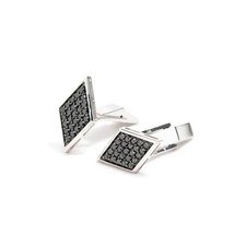 2Ct Round Cut Lab Created Black Diamond Men's Cufflinks in 14K White Gold Plated