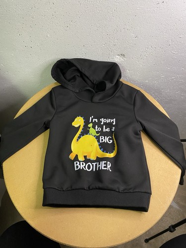New Boys 3T “I’m Going To Be A Big Brother” Black Hoodie With Dinosaurs