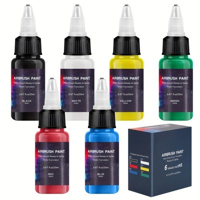 Airbrush Paint 6 Colors, Ready to Spray Airbrush Paint Set, Water-Based Acryl...