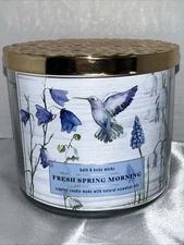 BATH & BODY WORKS FRESH SPRING MORNING CANDLE SCENTED LARGE 3 WICK 14.5 OZ APRIL