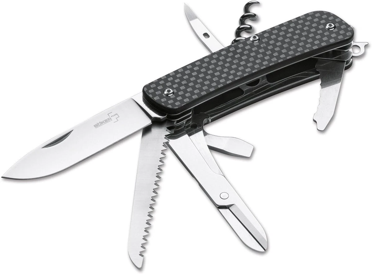 Boker Plus Tech Tool 7 Multi Tool CARBON FIBER Handle Plain Edge
