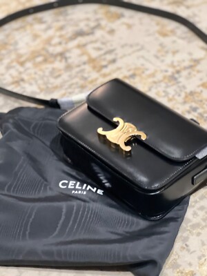 CELINE Triomphe Crossbody Teen Black Leather