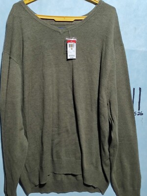 Men's Basic Editions Forest Gre Long Sleeve Crew Ltwt. Sweater Top Size XL
