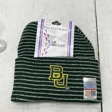 Two Feet Ahead Baylor Bears Green/White Striped Beanie Infant Baby Knit Cap