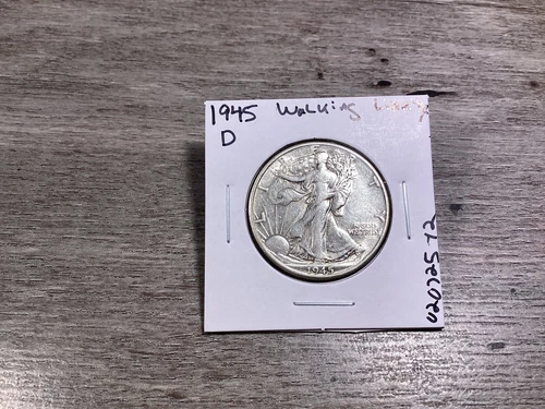 1945 D Walking Liberty 90% Silver Half Dollar in Fine Condition 020725 12rk