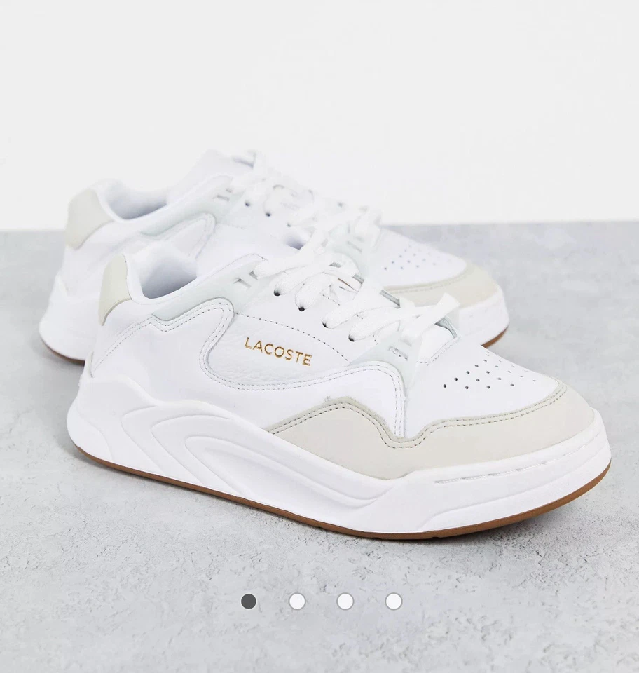 Lacoste Court Slam 319 Suede mix chunky trainers in white Size 7 - Image 2 of 4