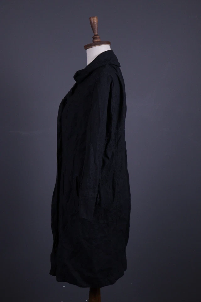 OSKA Black Linen Double Breasted Lagenlook Coat Jacket Size 2 - Image 2 of 4