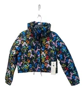 Roxy Women X Rowley Short Puffer Jacket True Black Multifloral Size Medium KVJ7