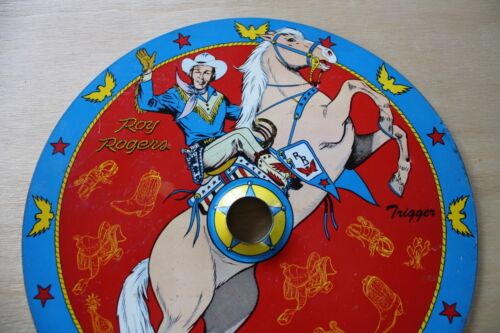 Cowboy Roy Rogers & Trigger Hufeisen 10 Zoll Runde Blech Zielbasis 1950er Jahre Ohio Kunst - Bild 2 von 23