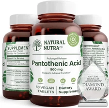 Time Release Pantothenic Acid 500 Mg, Vitamin B5 Supplement Helps Break down ...
