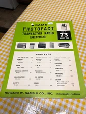 Sams Photofact Transistor Radio Series  #73  August 1966 Parts Manual Book