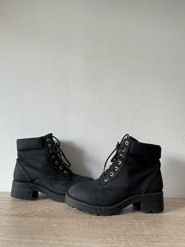 New Look Ladies Women's Black Leather Lace Up Ankle Boots UK (5)EU(38) OLS-BT051 - Picture 6 of 8