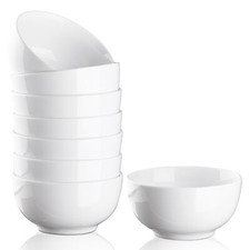 8 OZ Small Bowls Set of 8, Porcelain Ice Cream Bowls for Kitchen, White