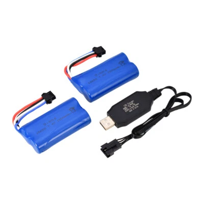 9IMOD 2x Batería de iones de litio de 7,4 V 1500 Mah SM-4P enchufe/cargador USB para barco de carreras RC