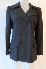 Womens DKNY Essentials Charcoal Gray 100 Wool Double Breasted Blazer Jacket 6