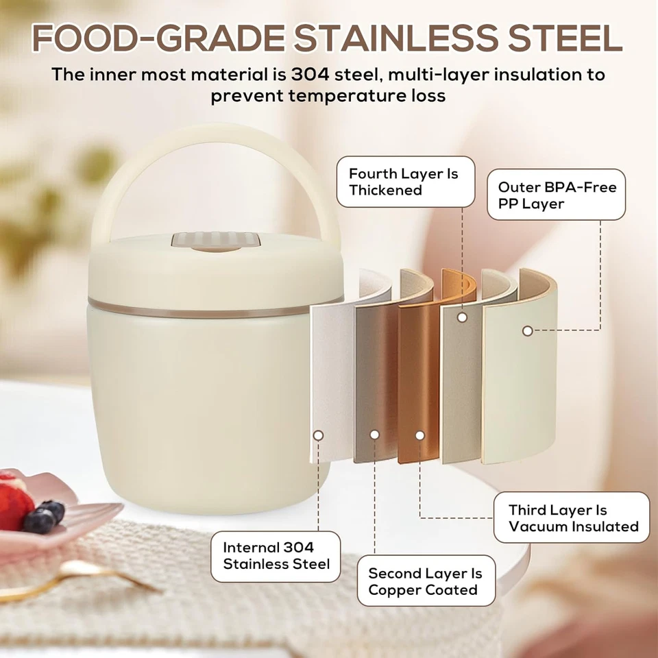 Thermos per Alimenti Caldi 1200 Ml, Contenitore Termico per Alimenti Caldi in 30 - Immagine 3 di 4