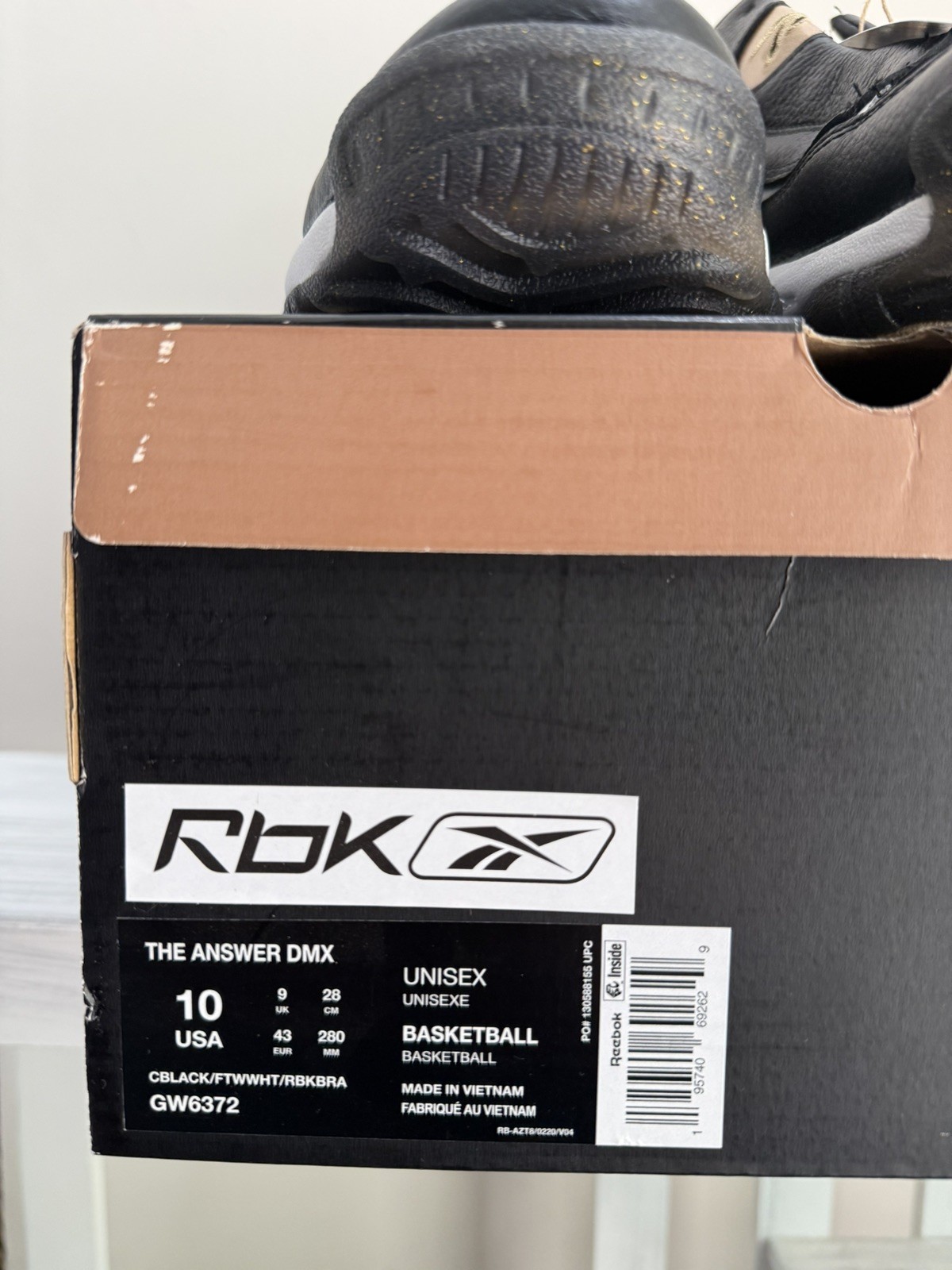Reebok The Answer DMX OG (2022) Black/White/Gold Size 10 Mens PLEASE READ image 4