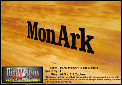 1975 MonArk Boat Vinyl Decal   14.3'' x 3.5''   Classic Replacement Sticker